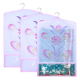 Kuber Industries Hanging Saree Cover | Brush Painting Pattern Saree Cover | Non-Woven Saree Covers for Home | Saree Cover with Small Transparent view | Pack of 3 | Pink